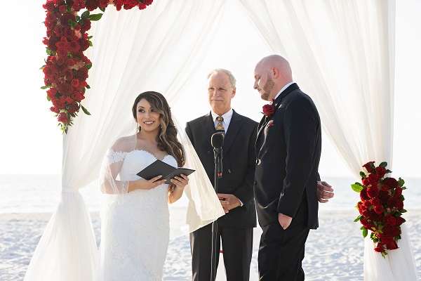 Marco Island, A Chair Affair, Romantic Red Beach Wedding, Emma Burdis Photo