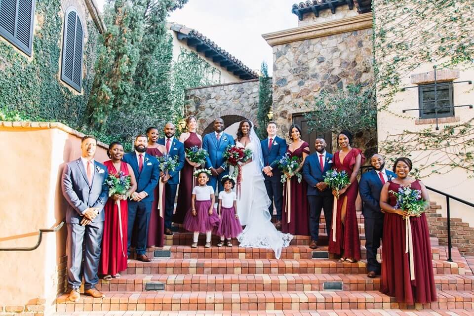 red and purple bella collina wedding chair affair