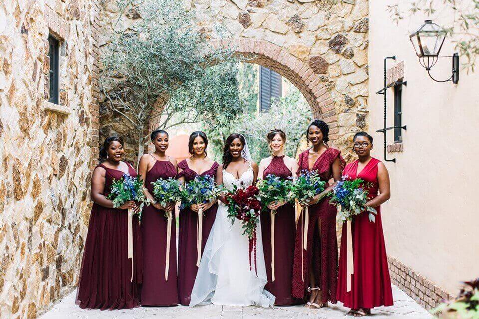 red and purple bella collina wedding chair affair