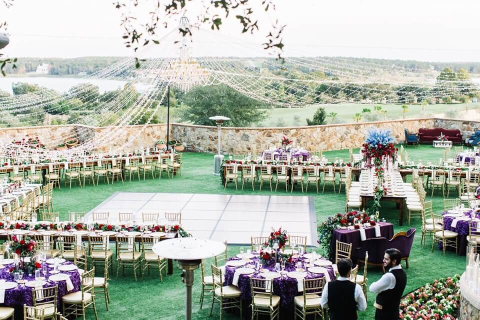 red and purple bella collina wedding chair affair