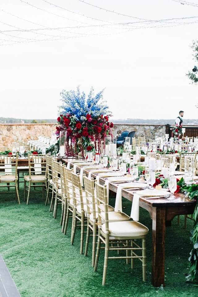 red and purple bella collina wedding chair affair