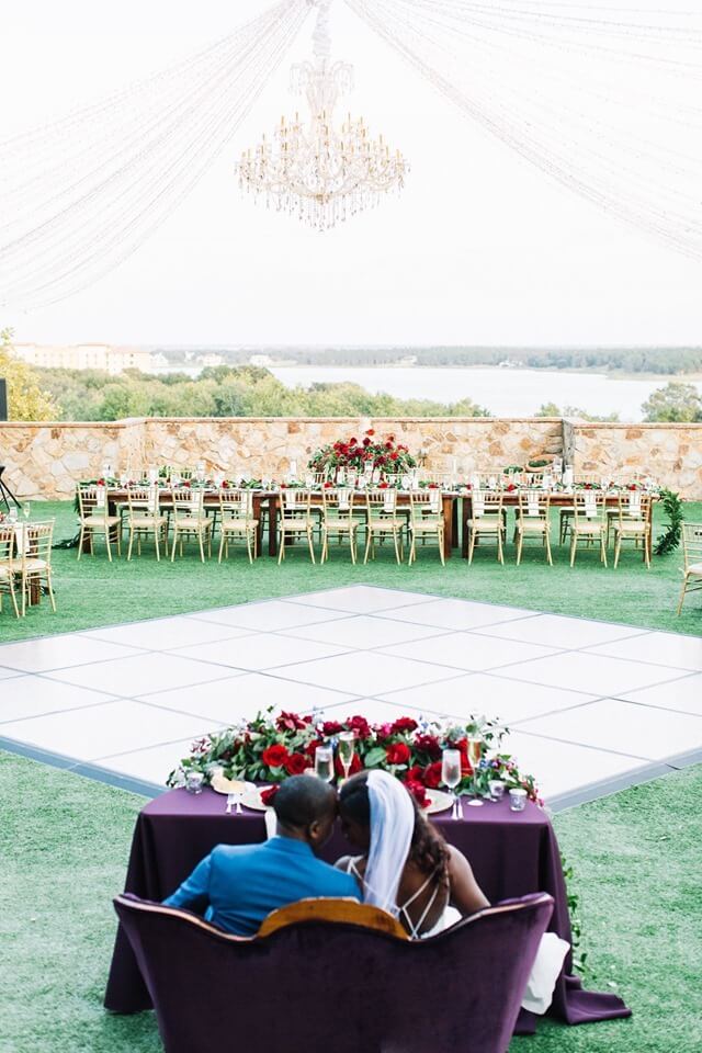 red and purple bella collina wedding chair affair