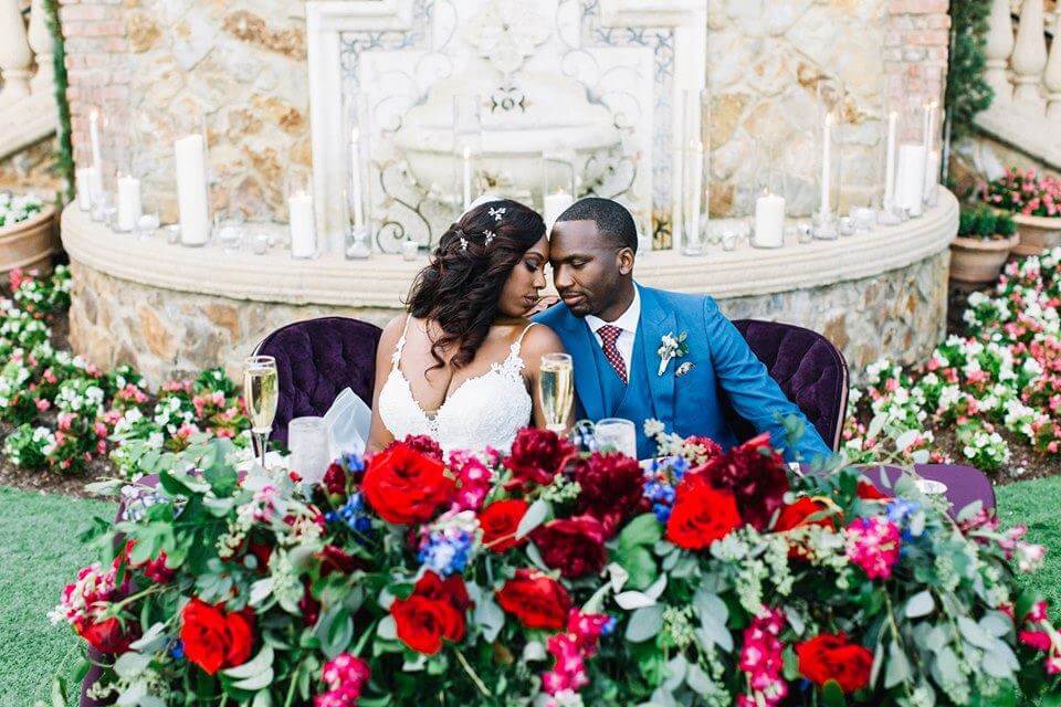 red and purple bella collina wedding chair affair