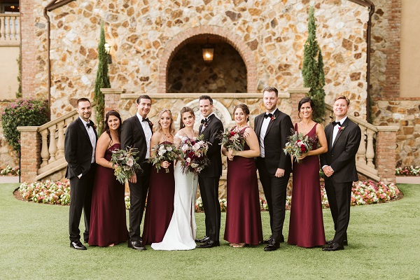 Burgundy and black wedding party sale