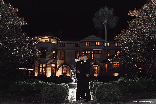 Stetson Mansion, Intimate LGBT Wedding styled shoot, Burgundy and gold wedding