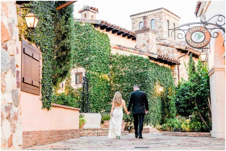 Bella Collina Bride and Groom Walking Away