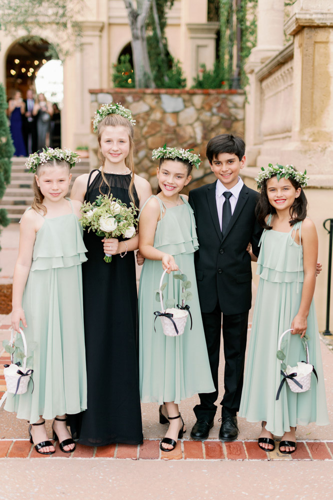 Flower Girls in Green and Black