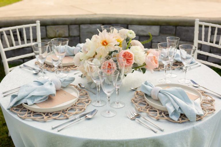 silver rimmed stemware at Tuscawilla Country Club