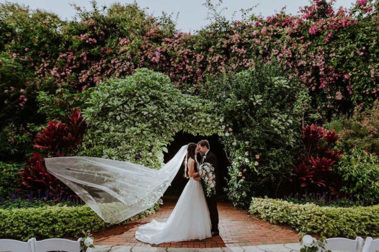 Bride and Groom Portrait at Sunken Gardens