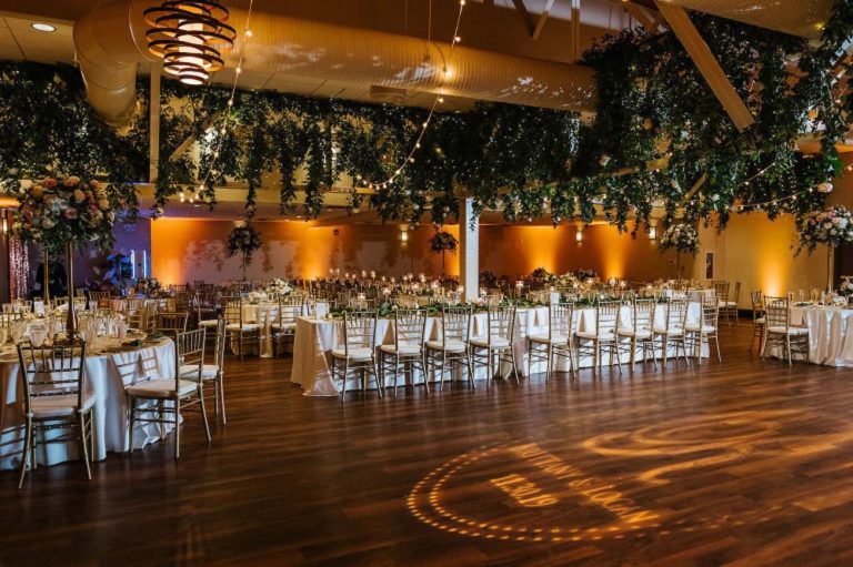 Sunken Gardens Wedding Reception with Greenery