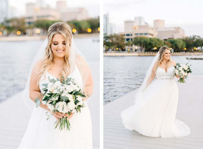 Tampa Bride with Green and White Bouquet