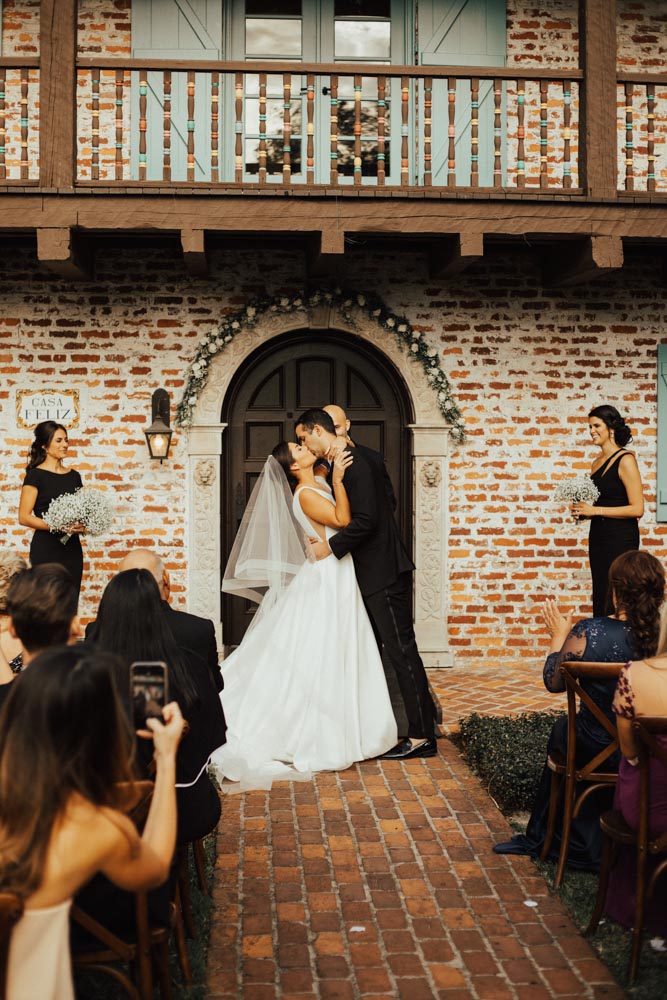 Bride and Groom Wedding Ceremony at Casa Feliz