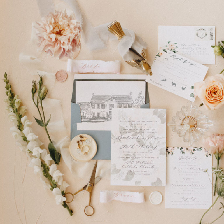 stationary details of styled shoot at Adams Estate