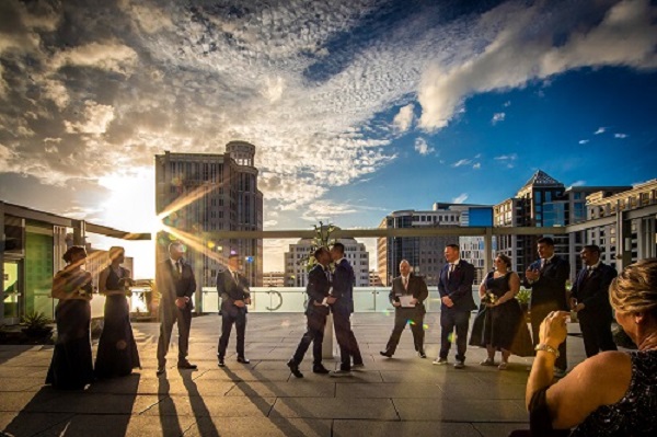 A Chair Affair- Dr. Phillips Center Wedding- Navy and Burgundy LGBT Wedding