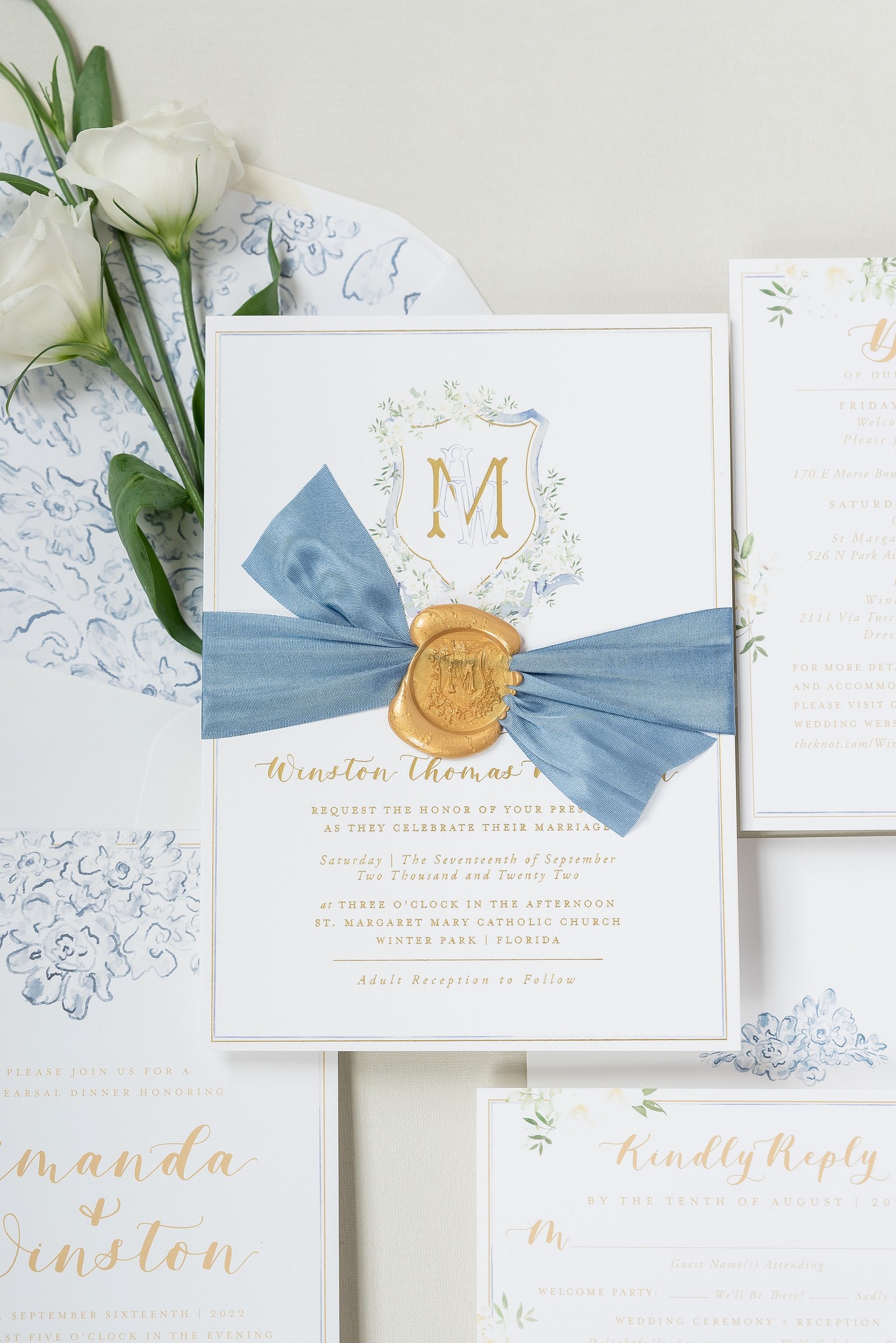 Blue and Gold Invites 