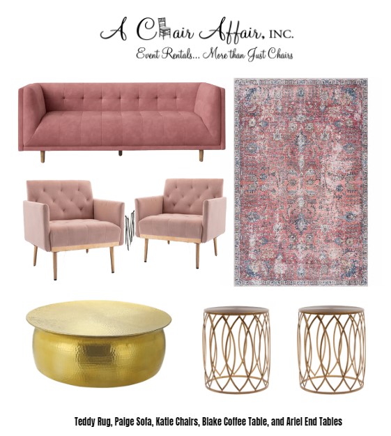 pink and gold lounge furniture