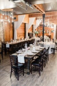 romantic and rustic farm tables and round tables