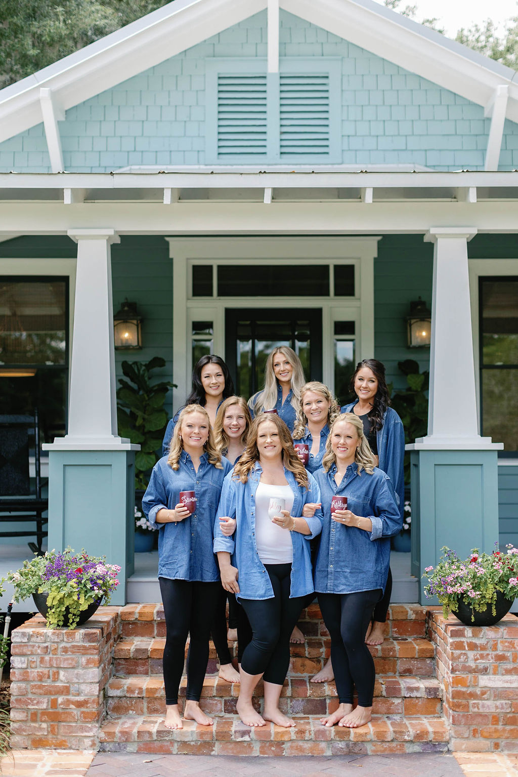 Chambray Tops Bridal Party Getting Ready