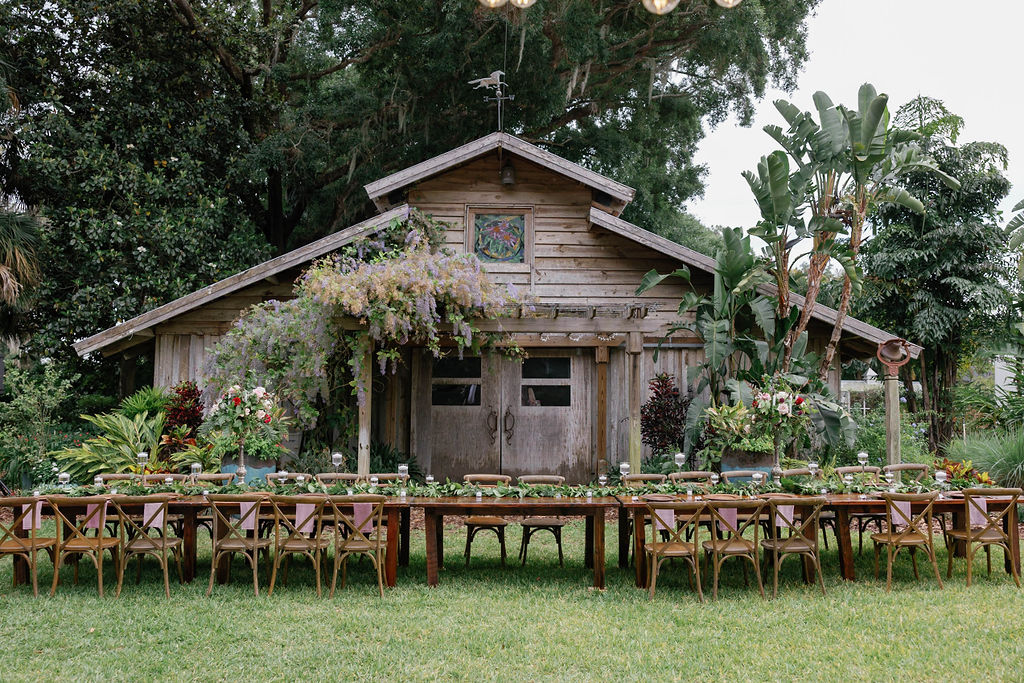 Bridal Party Mahogany Farm Tables
