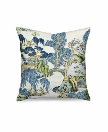 Chinoiserie Blue and Green Pillow
