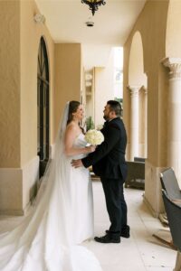 bride and groom seeing each other for their first look