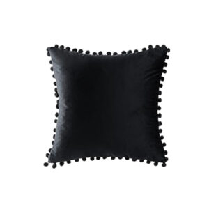 Black Pom Pom Pillow 18 inch square
