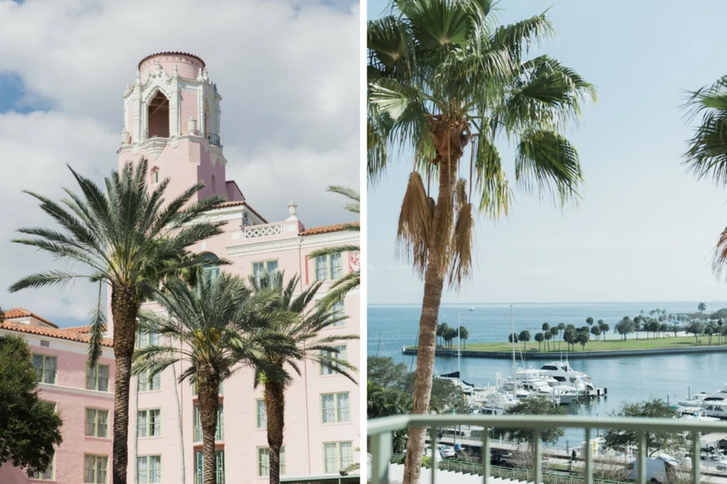 A view of the water and of the Vinoy Renaissance venue used for this wedding