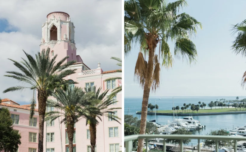 A view of the water and of the Vinoy Renaissance venue used for this wedding