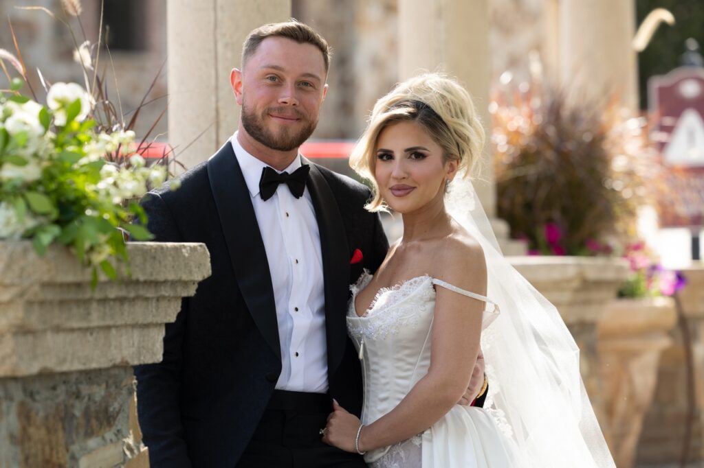 Briana and Austin Goeke Wedding 3/22/25. Bride and groom portrait outside the Bella Collina