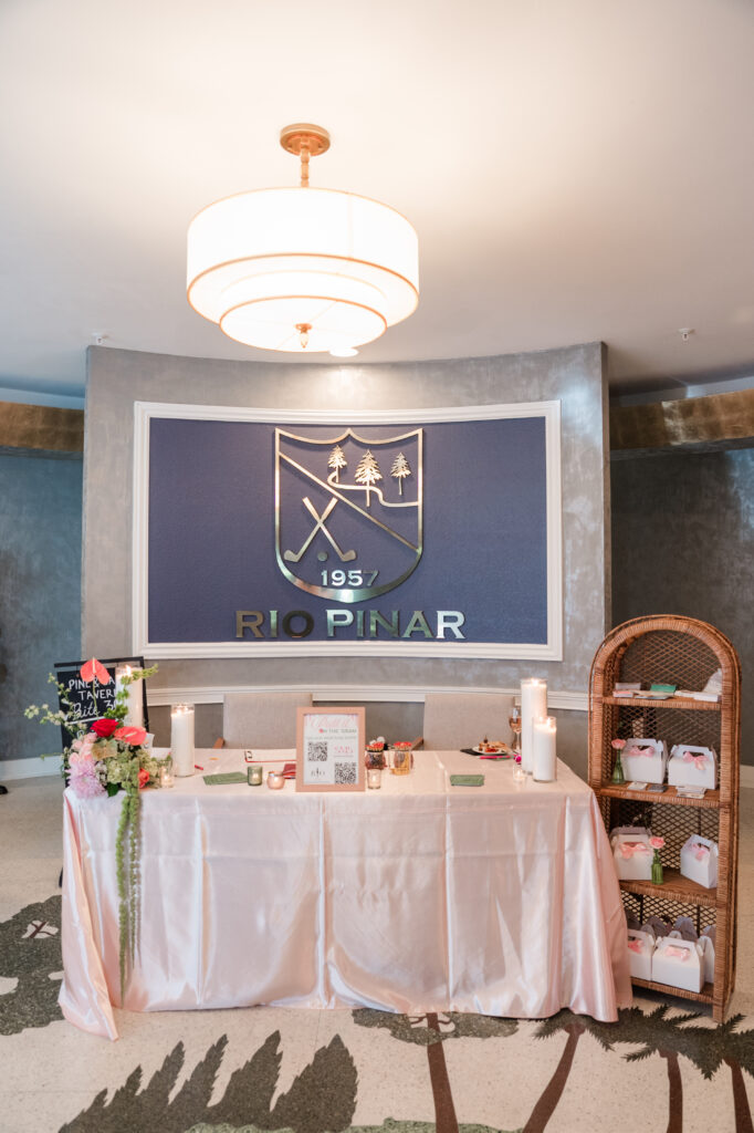 Registration table at Rio Pinar Open House. Orlando Wedding Rentals