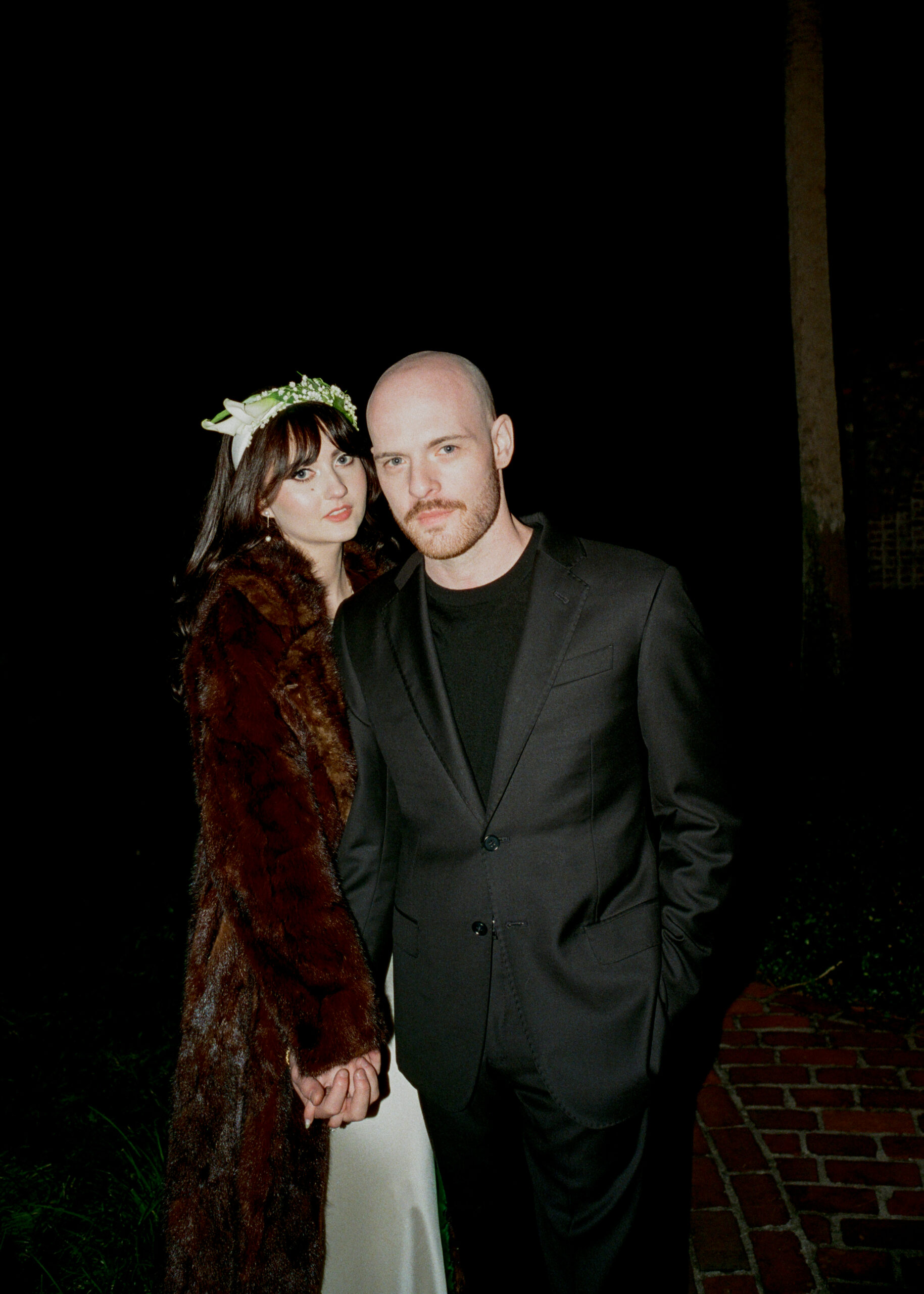 Bride and Groom in fur coat