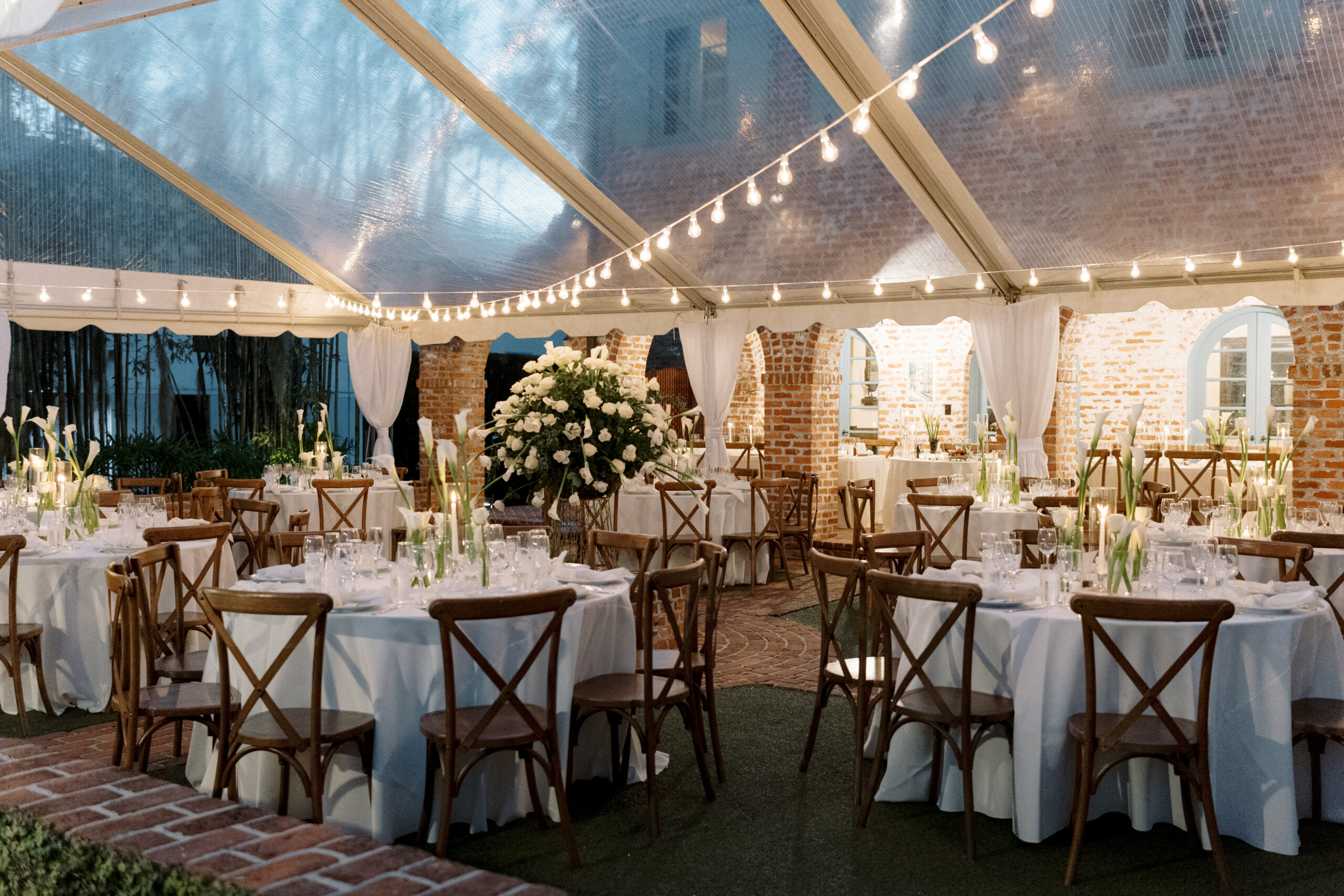overview of reception under clear top tent