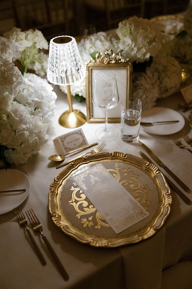 Tablescape with Gold Chiavari Chairs from A Chair Affair.