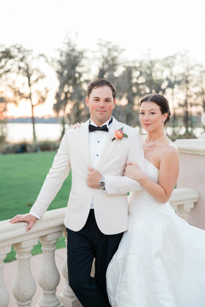 Bride and Groom posed at Isleworth Country Club. Tampa Bay Wedding. Tampa Bay Wedding Rentals. Florida Weddings. Florida Wedding Rentals.