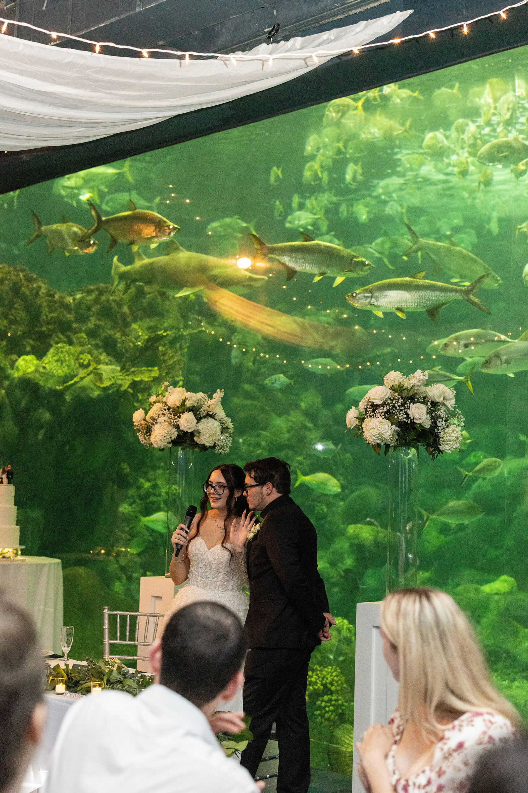 Bride speaking at reception