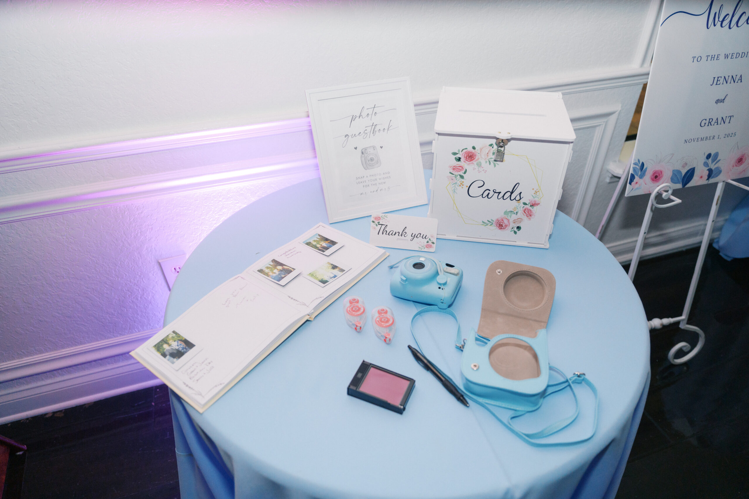Guest book with Instax camera for photos