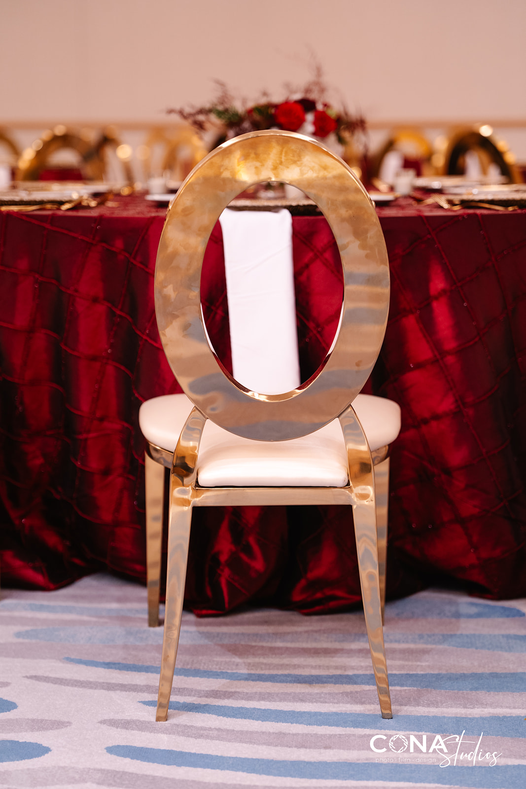 Oscar Chair provided by A Chair Affair. Euro Gold Flatware and Gold and White Petal Chargers from A Chair Affair. Central Florida Weddings. Orlando Weddings. Orlando Events. Central Florida Rentals. Charger Rentals Orlando. Chair Rentals Orlando. Flatware Rentals Orlando.