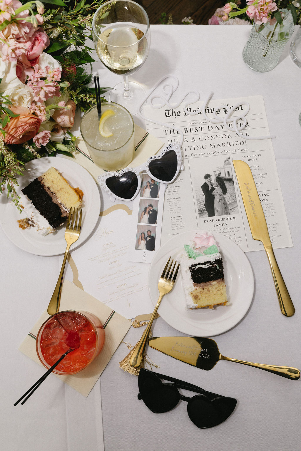 Cake and accessories on table
