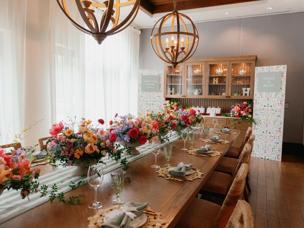 Table View with florals long. Grace Etched Water Goblets in Moss. Orlando Goblet Rentals. Orlando Flatware Rentals. Orlando Wedding Rentals. Orlando Bridal Showers. Central Florida Rentals. Central Florida Bridal Showers. The Alfond Inn. Millie's Swedish Candy Company.